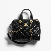 Chanel Women's Solid Color Lacquered Grained Calfskin Handbag Shoulder Bag Bowling Bags #77763