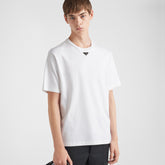 Prada Men's Summer Solid Color Triangle Logo Logo Round Neck Cotton Short Sleeve T-Shirt #75752