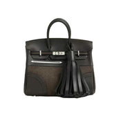 Hermes Birkin Go Team 25 BKG25 Women's Solid Color Wool Felt and Calfskin Handbag Bag Bags #77527