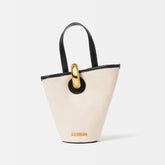 Jacquemus The small Bambola Women's Classic Fashionable Minimalist Detachable Shoulder Strap Metal Buckle Linen Leather Bucket Bag Tote Bag Handbag Bags #78241