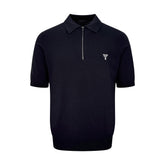Prada Men's Summer Solid Color Logo Embroidery Zipper Neck Short Sleeve Polo Shirt T-Shirt #74655