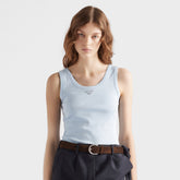 Prada Women's Summer Solid Color Metal Triangle Logo Logo Cotton Camisole Tank Top #76588