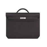 Hermes Men's and Women's Classic Solid Color Leather Business Bag with Silver Buckle Handbag Laptop Case Bag Bags #78611