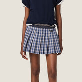 MiuMiu Women's Classic Fashionable Casual Plaid Pleated Elastic Mini Skirt Suitable For Summer Wear #78215