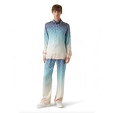 Casablanca Men's Spring And Fall Single-Breasted Loose Gradient Logo Pattern Long-Sleeved Silk Shirt Casual Elastic Pants #71877