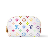 Louis Vuitton LV x TM Women's Colorful Logo Printed Zipper Closure Coated Canvas Leather Trimmed Toiletries Cosmetic Bag Bags #75163