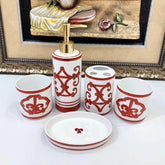 Hermes Red Iron Window Series Lotion Bottle Soap Box Toothbrush Box Mouthwash Cup Bone China Bathroom Five Sets Of Accessories #71549