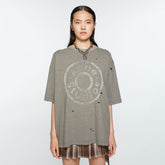 Acne Studios Men's and Women's Unisex Summer Fashion Casual Solid Color Vintage Print Cotton Plain Weave Short-Sleeve T-Shirt #78448