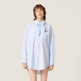MiuMiu Women's Spring/summer Fashion Casual Scarf Striped Logo Embroidered Cotton Long Wide Cut Shirt #78398