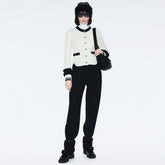 Chanel Jacket Wool Ecru Black #375845