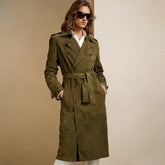 Ralph Lauren Women's Autumn/Winter Sheepskin Suede Leather Double-Breasted Vintage Belt Solid Color Lapel Long Coat Jacket Ngvp #2298
