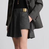 Dior Women's Summer Gold Logo Table Irregularly Shaped Hem Solid Color Casual Short Skirt #75766