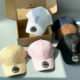 SAINT LAURENT Men's and Women's Solid Color Embroidered Logo Pattern Cotton Duck Tongue Cap Hat #98381