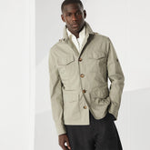 Brunello Cucinelli Men's Spring & Fall Lightweight Water-Resistant Techno Cotton Unlined Safari Jacket Solid Color Lapel Single Breasted Shirt Style Jacket Ngvp #1946