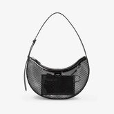 Alaia Women's Black Fishing Net Half Moon Bag Simple Elegant Zipper Underarm Bag Hollow Handbag Removable Patent Leather Inner Bag Shoulder Bags AA1S02731CA266999 Ngvp #9227