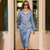 Chanel Jacket Skirt Cotton Tweed Blue #336491