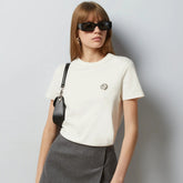 Gucci Women's Spring/summer Diamond Jewelry Interlocking Double G Knitted Cotton T-shirt Round Neck Short Sleeve Fashionable Casual T-shirt Top Ngvp #1992