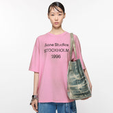 Acne Studios Men's and Women's Letter Logo Vintage Spray Paint Aged Round Neck Short Sleeve T-Shirt #75473