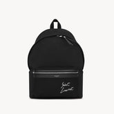 CITY Saint Laurent Embroidered Letter Fabric Leather Panel Backpack Schoolbag Bag Bags #76462
