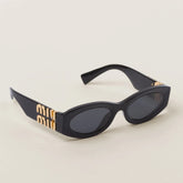 MiuMiu Eyewear Women's Black Legs Gold Logo Plate Frame Butterfly Sunglasses Eyeglasses Glasses #77259