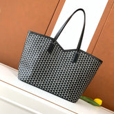Moynat M Canvas Women's Classic Fashion Black And White Patchwork Canvas Tote Bag With Hook And Eye Closure Dual Use Handles And Shoulder Strap Bag Bags #78711