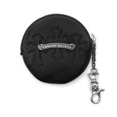 Chrome Hearts Scroll-pattern Lobster Clasp Cross-embossed Wallet Limited Edition High-street Fashion Trendy Accessories Handbags Headphone Case Bags #195953
