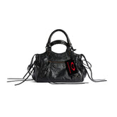 Balenciaga LE CITY Women's Fashion Classic Solid Color Fine Grain Lambskin Small Bowling Bag Handbag Crossbody Bag Bags 8352562AB1G1000 #78616