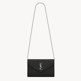 Saint Laurent Women's Classic Fashion Classic Cassandre Chain Wallet In Grain De Poudre Leather Logo Gold Chain Leather Shoulder Bag Crossbody Bag Bags Accessories 377828BOW021000 #78166