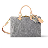 Louis Vuitton Gray Denim Speedy Soft 30 Handbag: Stylish And Elegant Classic Patterned Canvas With Leather Accents Clutch/crossbody Bag Bags M13344 #196794