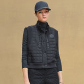 Hermes Women's Fall/Winter Stand Collar Plaid Solid-Color Cotton-Blend Sleeveless Pilot Jacket Vest Ngvp #2547