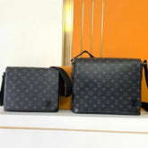 LOUIS VUITTON District Series Men's Blue-Grey with Black Monogram. Adjustable Shoulder Strap. Painted Single Shoulder/Crossbody Bag M44000/M44001 #81933L