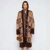 Gucci Women's Fall And Winter Curry Double-sided Single-breasted Gg Knitted Cardigan Luxury Fashion Exquisite Trend Casual Jacket #81623