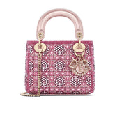 Dior Classic Diamond-quilted Embroidered Blue Metallic D.I.O.R. Charm Cowhide Leather Handle Clutch Crossbody Bag Princess Diana-style Bag Bags #196495
