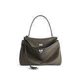 Balenciaga Women's Solid Color Large Capacity Rodeo Small Tote Casual Leather Silver Button Casual Shoulder Crossbody Bags Ngvp #9917