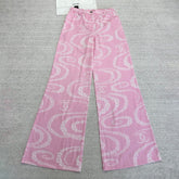 Chanel Women's CoCo Beach Collection Logo Printed Seasonal Solid Color Wide Leg Pants Casual Trousers #77266
