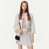 Chanel Women's Spring And Summer Fashion Elegant Solid Color Woven Lapel Cardigan Straight Mini Skirt Pink Suit Set Ngvp #1754