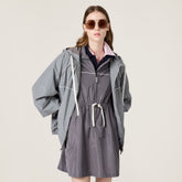 MiuMiu Women's Summer Solid Color Fashionable Casual Tech Silk Mini Short Sleeve Zipper Jacket Dress #78158