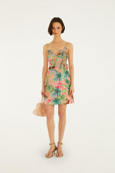 Soft Pink Pool Time 3d Flowers Mini Dress