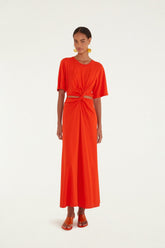Red Artsy Flora Cut-Out Maxi Dress