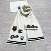 Chanel Women's Winter Graffiti Pattern Letter Print Solid Color Wool Hat Scarf Cap #73621