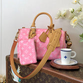 Louis Vuitton Women's Fashion Classic Cherry Blossom Pink Logo Zipper Closure Leather Shoulder Bag Handbags In Small Medium And Large Sizes Crossbody Bag Bags #78657