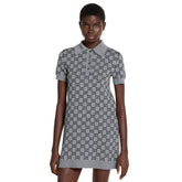 Gucci Women's Fall/Winter Classic Gray and Black GG Wool Jacquard Polo Short Sleeves Dress #332532