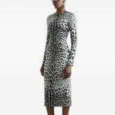 Dolce&Gabbana Women's Spring Summer Leopard Printed Tight Long Dress Long Sleeve Round Neck Fashion Temperament Elegant Dresses Ngvp #9863