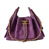CHANEL 25 Women's Mini Handbag in Suede Calfskin and Gold-Plated Hardware #83167A
