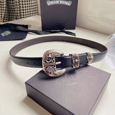 Chrome Hearts Men's Logo Leather Belt Pure Copper Thick Gold Plated 3cm Wide Belt Jewelry Accessories #71931