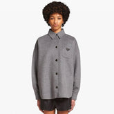 Prada Logo Women's Solid Color Plain Knit Shirt Style Jacket #372092