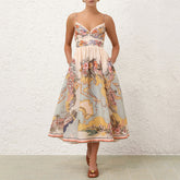 Zimmermann Tallow Tucked Bodice Dress Women's Fashion Elegant Temperament Long Vest Dress Floral Printed Dresses Ngvp #1962