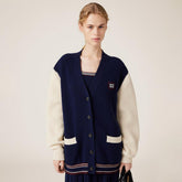 MiuMiu Women's Autumn And Winter Clashing Cashmere Cardigan Colorblocking Retro Knitted Single Breasted Jacket College Style Fashion Exquisite Jacket #81642