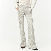 Chanel Women's Coco Beach Ready-to-wear Collection Wave Print Micro Flare Pants Fashionable Temperament Elegant Low-rise Jeans Ngvp #1734