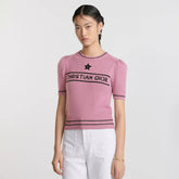 Dior Women's Wool Blend Knit Short Sleeve Top Round Neck Fashion Temperament Short T-Shirt Knitwear #81137